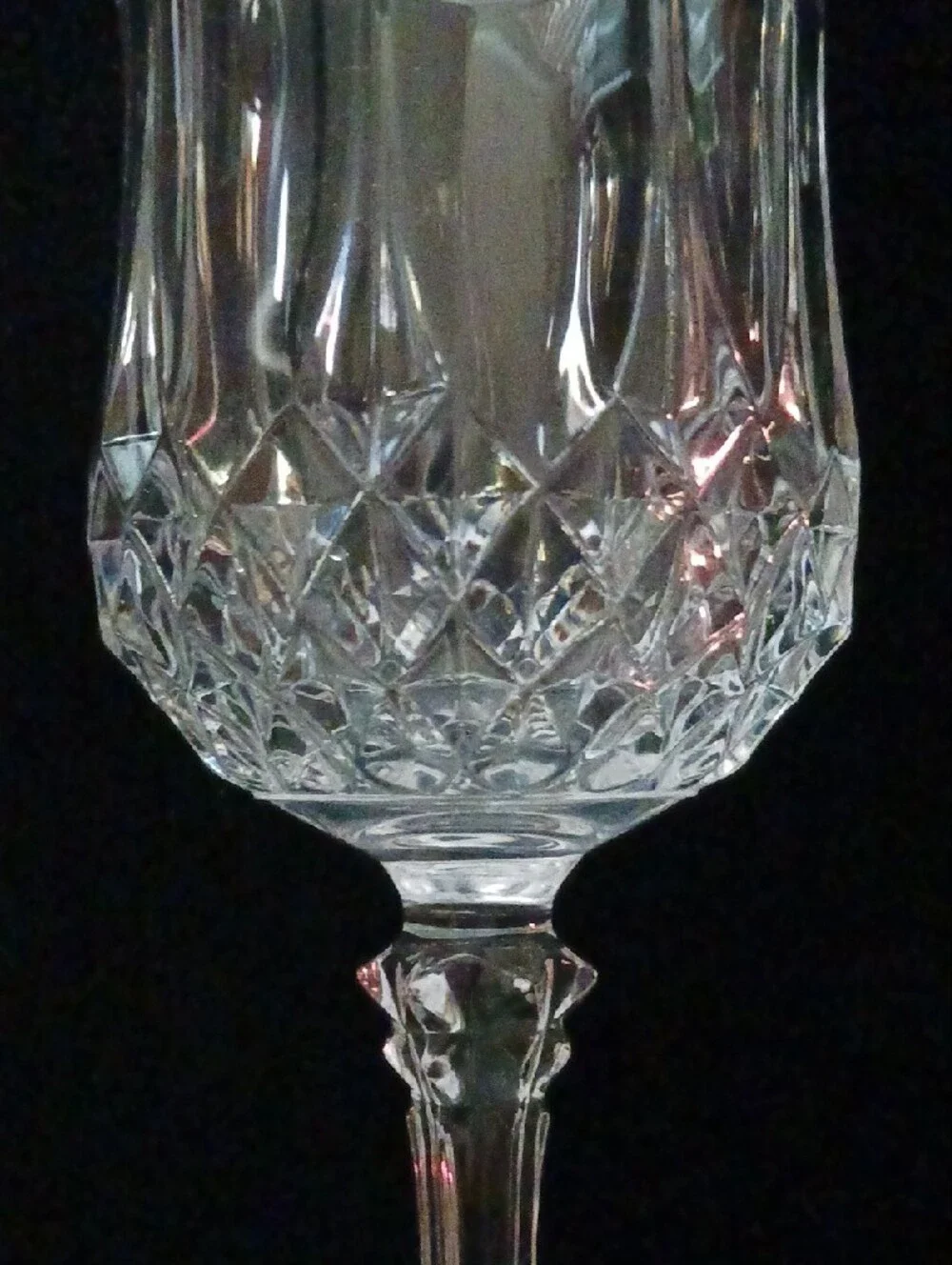 Set Of 3-.Crystal De Arque- Lead Crystal Cut Wine Goblets